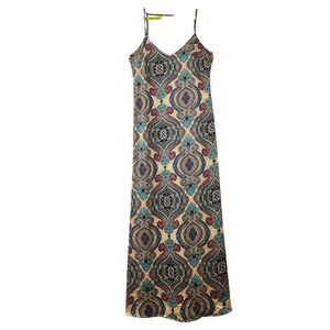 Slinky Size Small Maxi Slip Dress Womens Silky Paisley Gypsy Bohemian‎ Festival